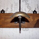 Vintage - Coat rack with 3 hooks in wood and aged brass