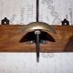 Vintage - Coat rack with 3 hooks in wood and aged brass