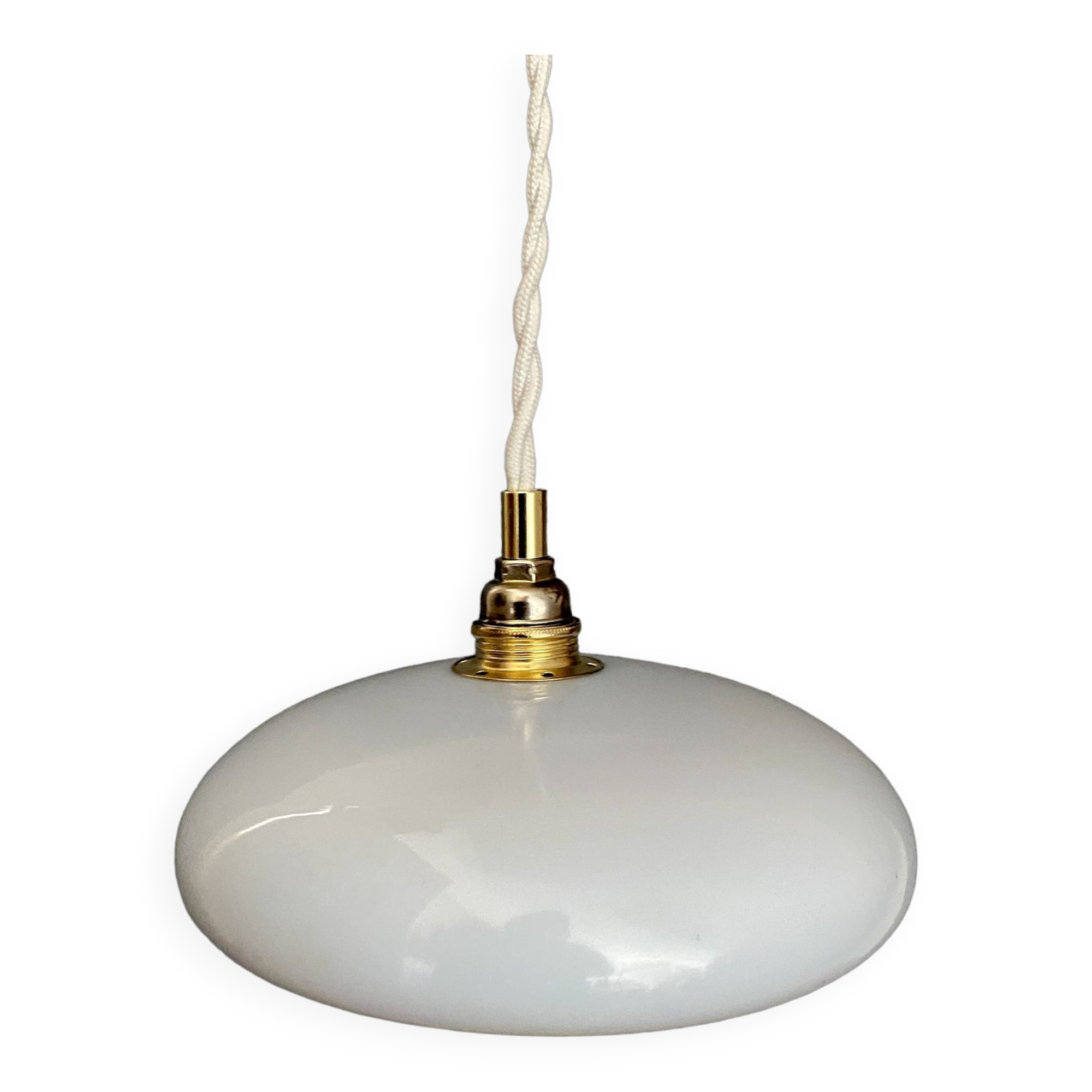 Vintage lampshade pendant light in blue opaline