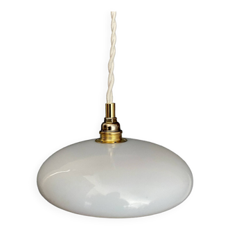 Vintage lampshade pendant light in blue opaline