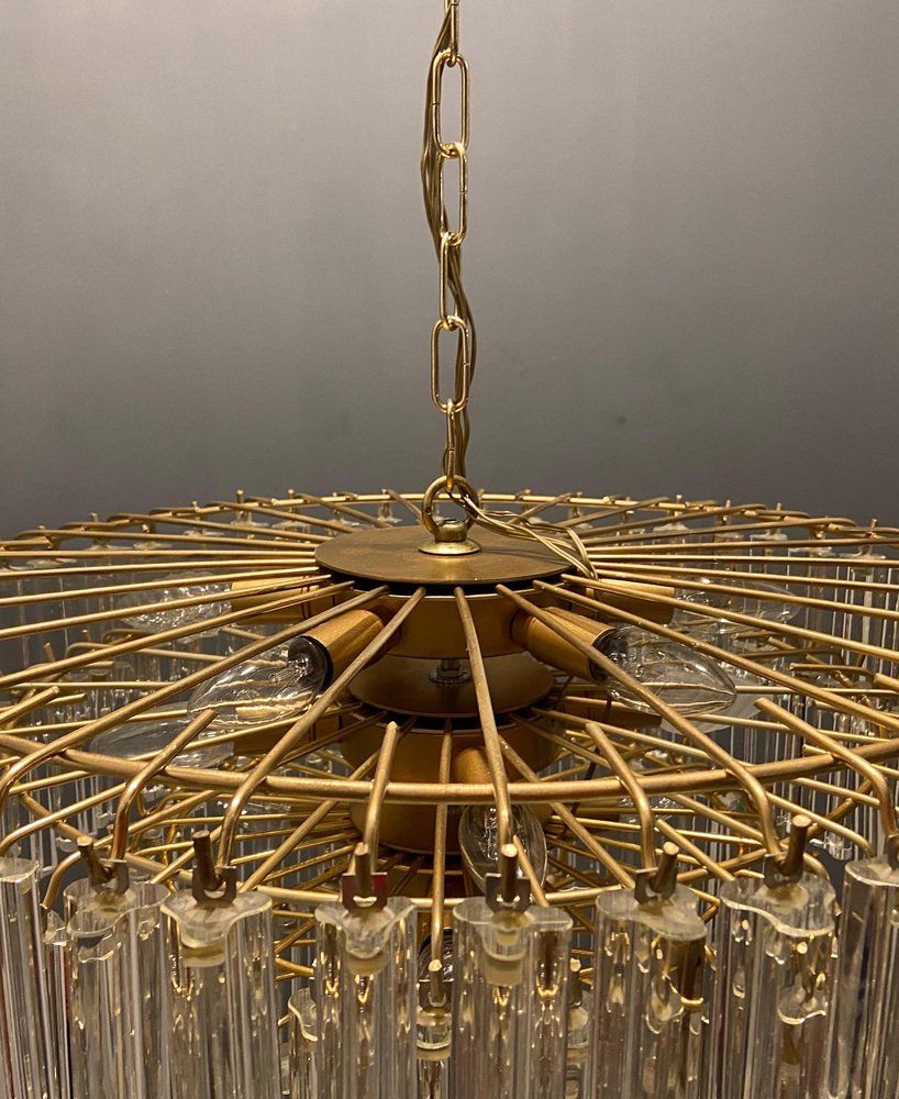 Italian murano glass prism triedri chandelier from venini