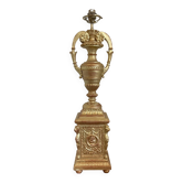 Antique Large Cassolette Lamp Empire Greek Roman Gilded Wood 19th Century 60