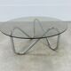 Round coffee table 70s chrome and smoked glass space age extra