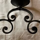 Pair of 3-light wrought iron candlesticks on vintage legs