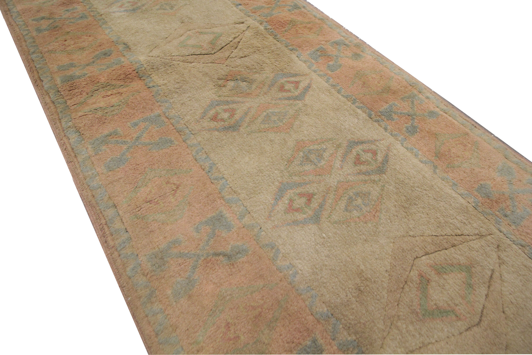 Handmade Cream Vintage Turkish Wool Konya Rug- 78x246cm