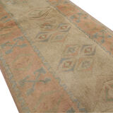 Handmade Cream Vintage Turkish Wool Konya Rug- 78x246cm