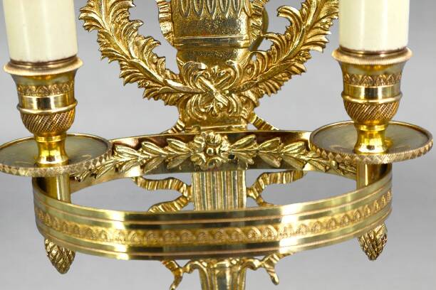 Pair of Gilded Bronze Wall Lights, Directoire Style, Two Lights