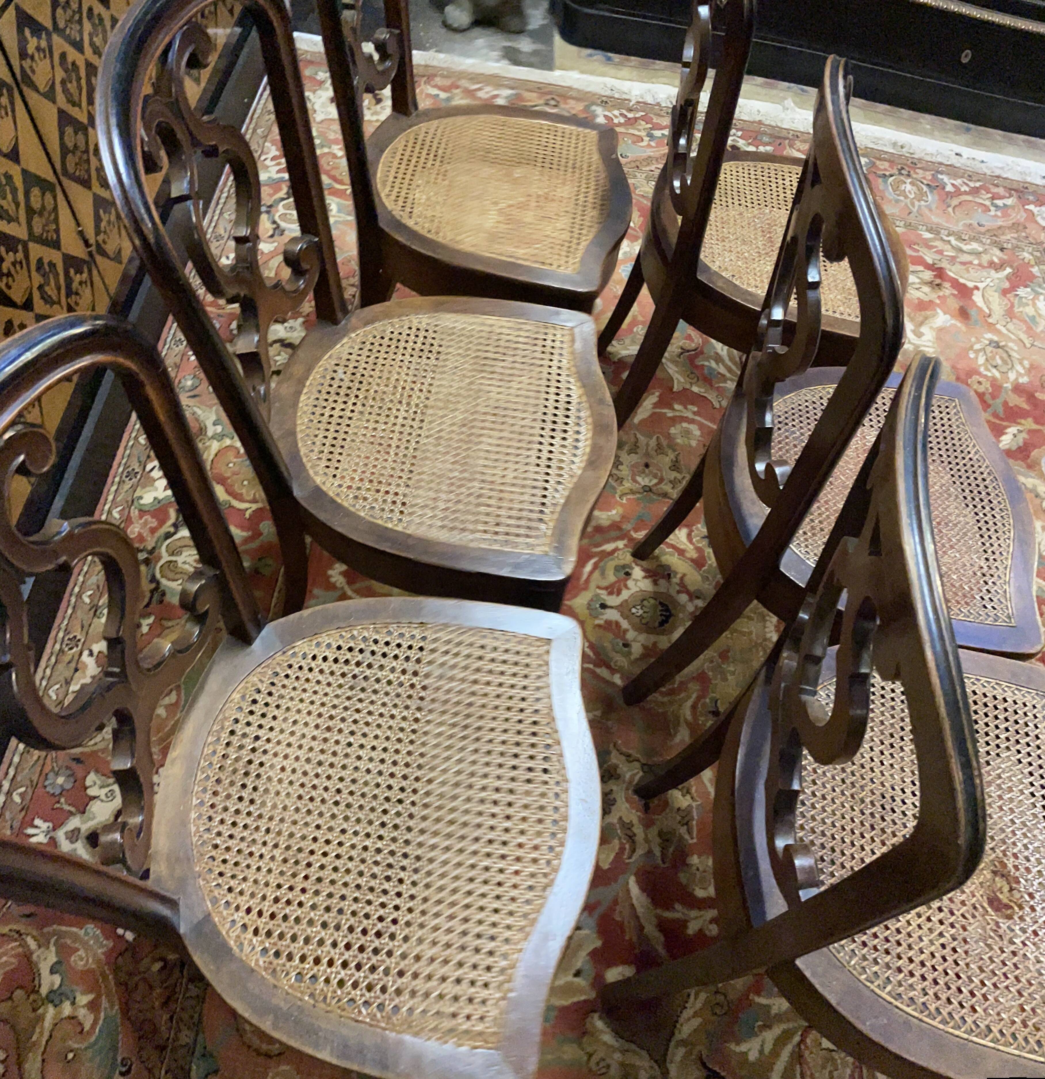 Suite of 6 Napoleon III cane chairs - Louis Philippe