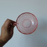 Set of 6 art deco pink molded glass ramekins