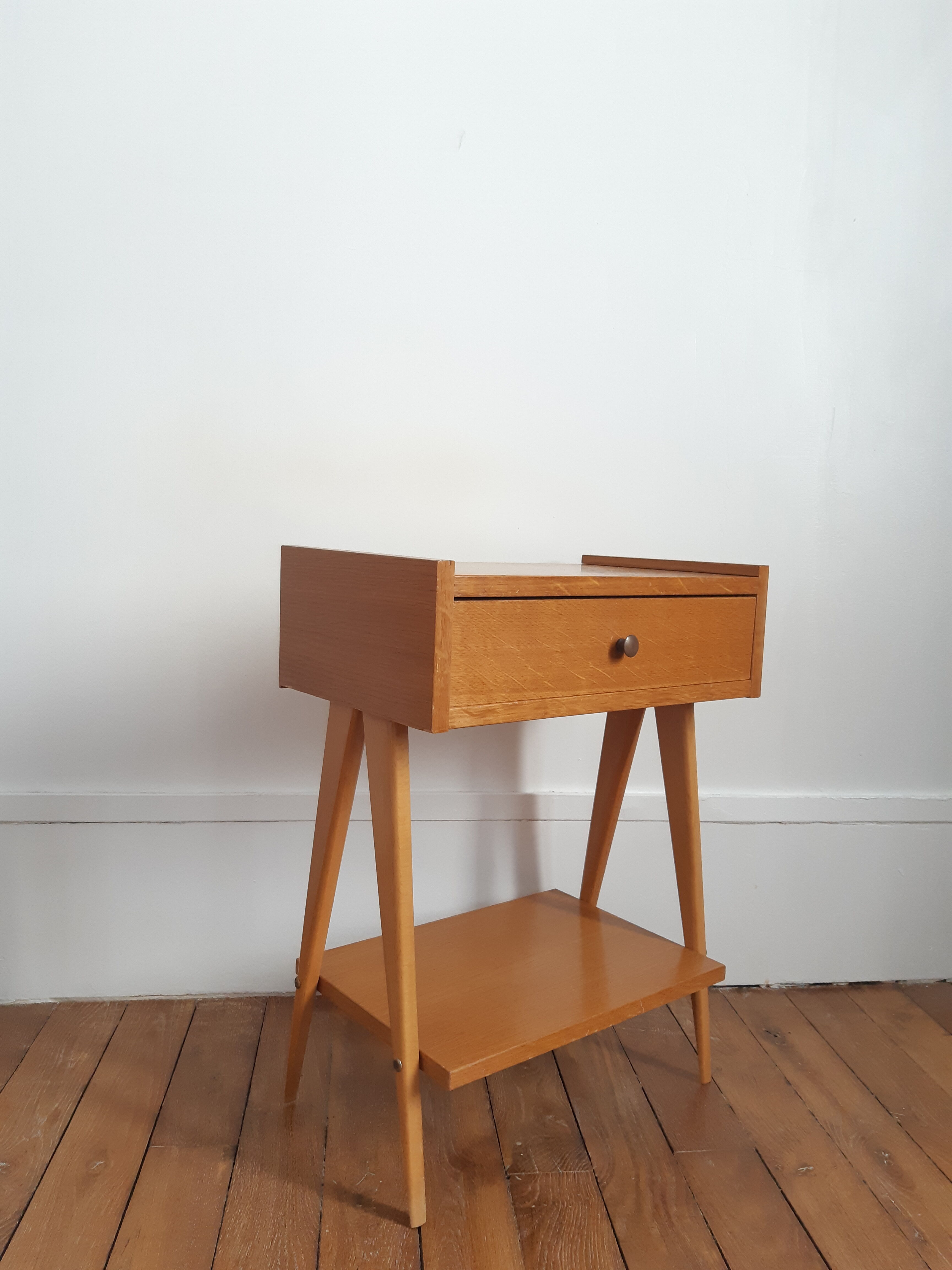Vintage bedside table compass foot
