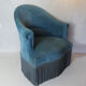 Fauteuil crapaud velours bleu