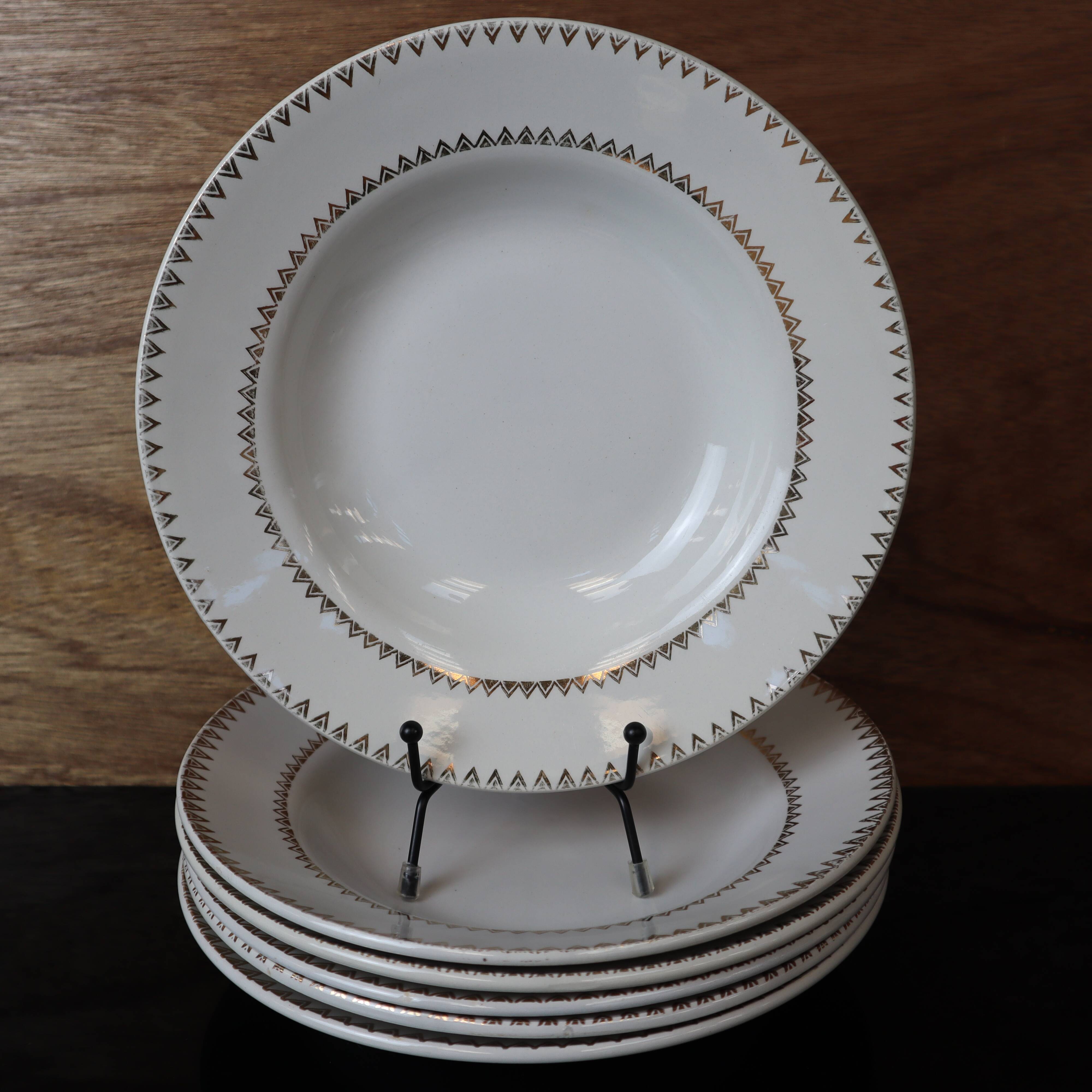 Set of 6 deep porcelain plates Golden Frise