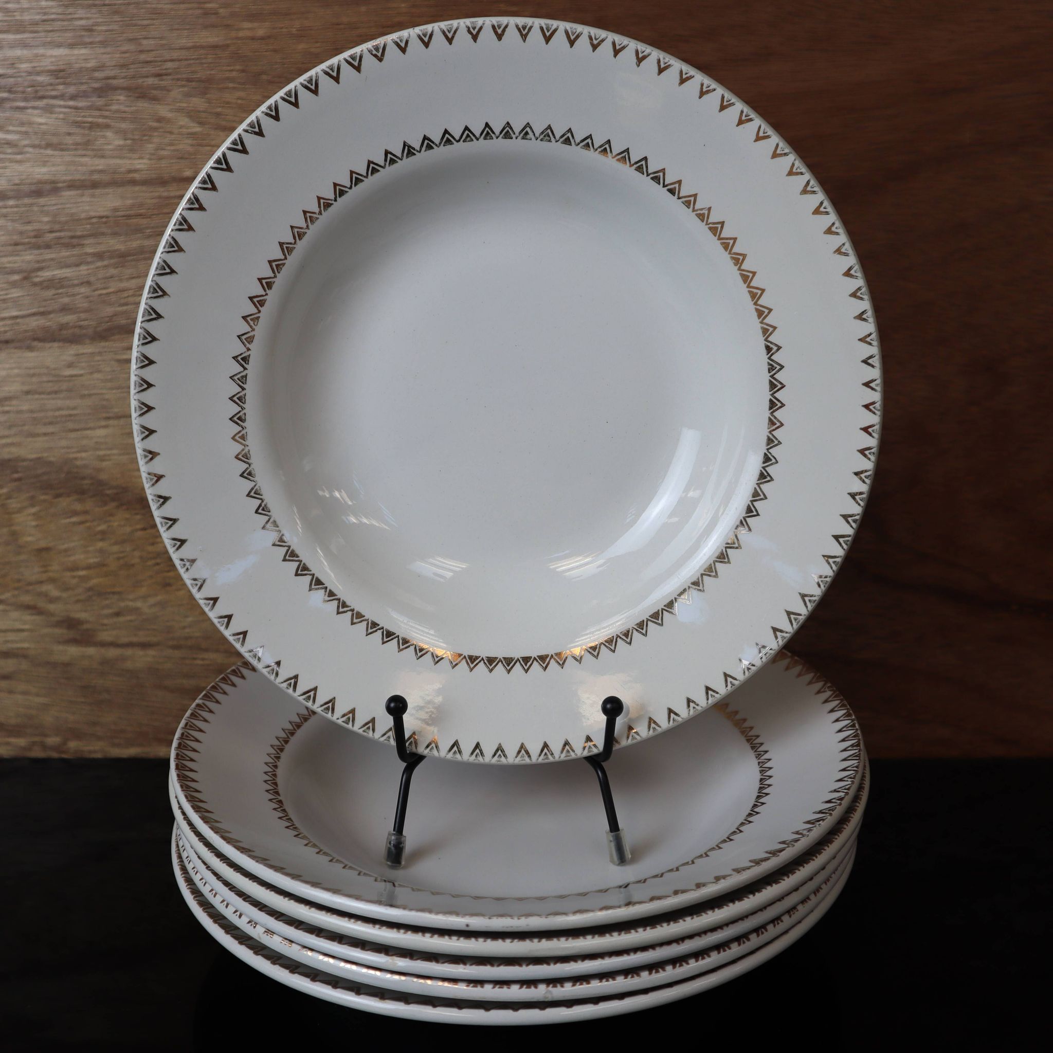 Set of 6 deep porcelain plates Golden Frise