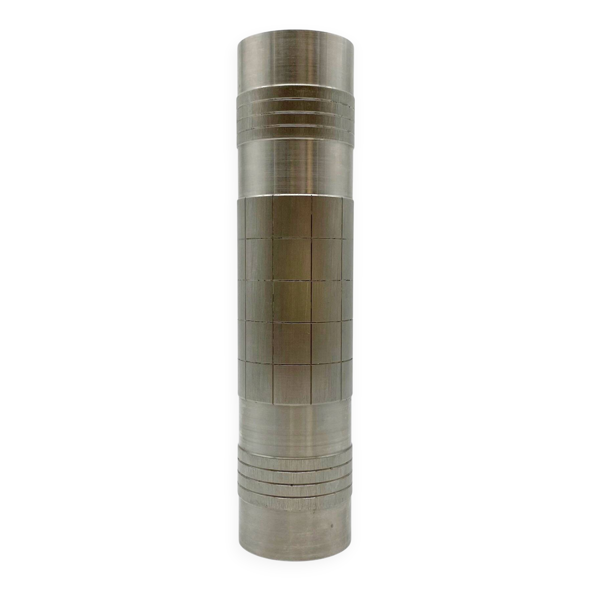 Vase rouleau brutaliste / aluminium brossé – 1960s