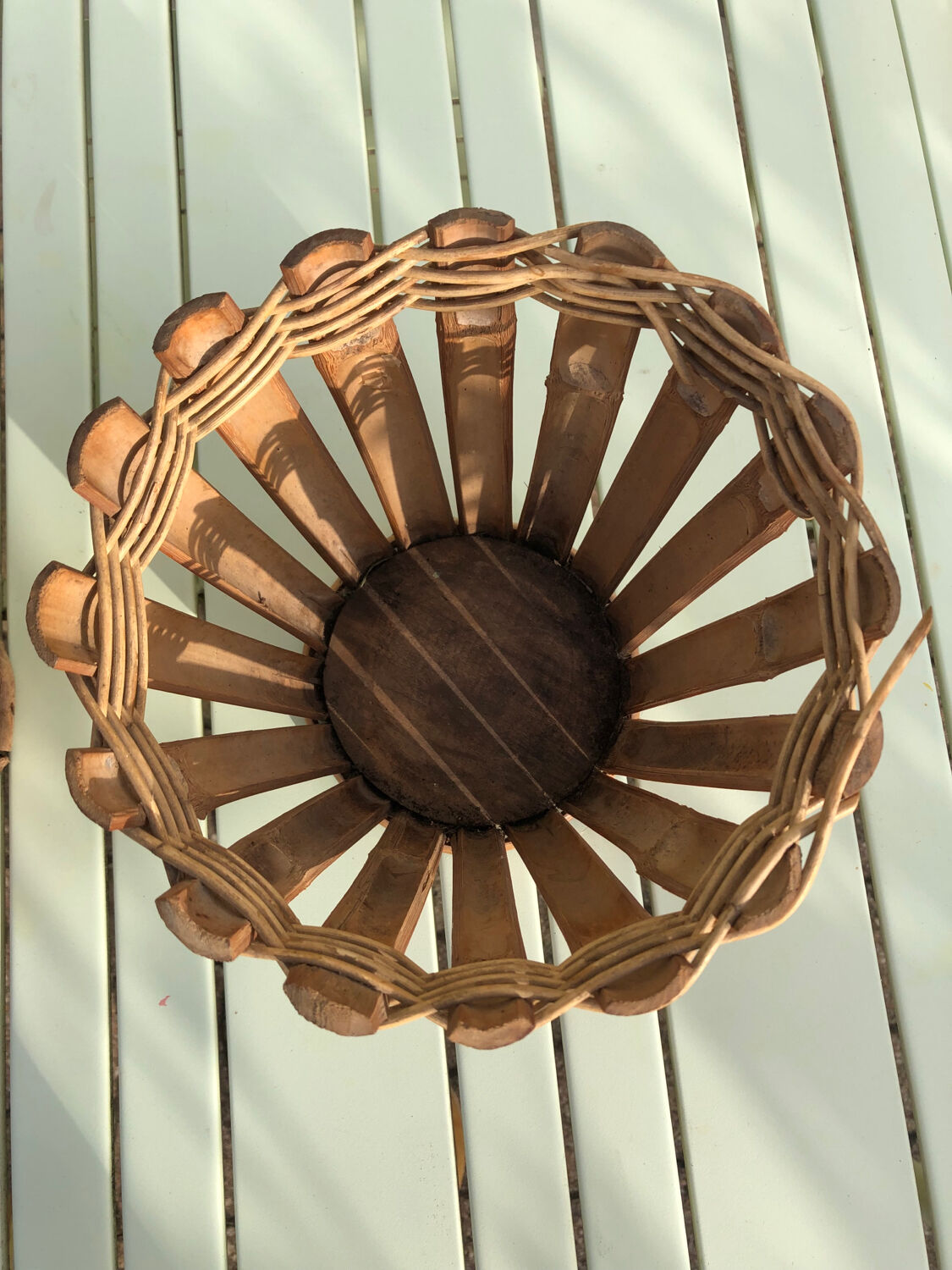 Three vintage bamboo planters