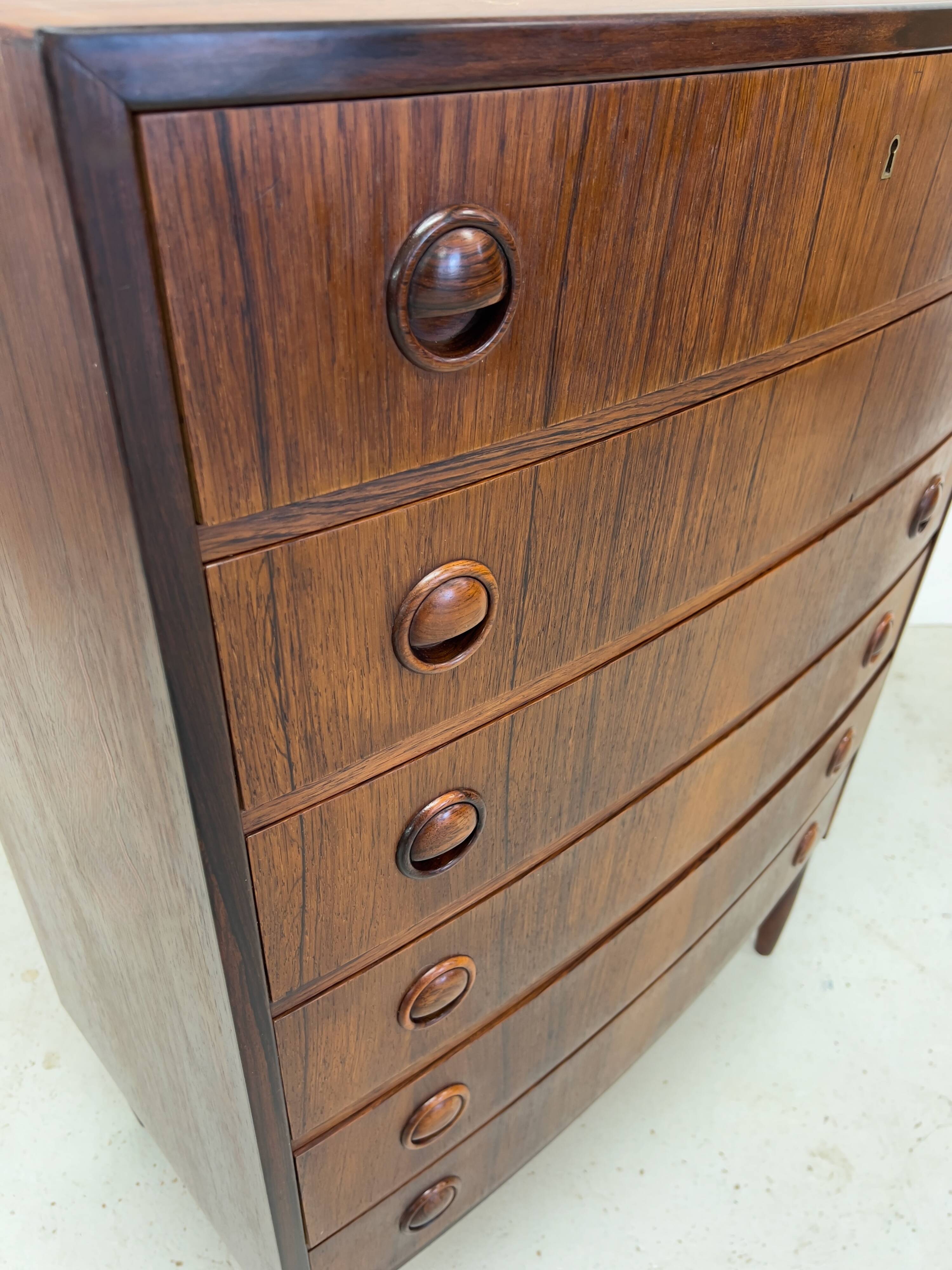 Rosewood Bowed Chest Of Drawers By Kai Kristiansen