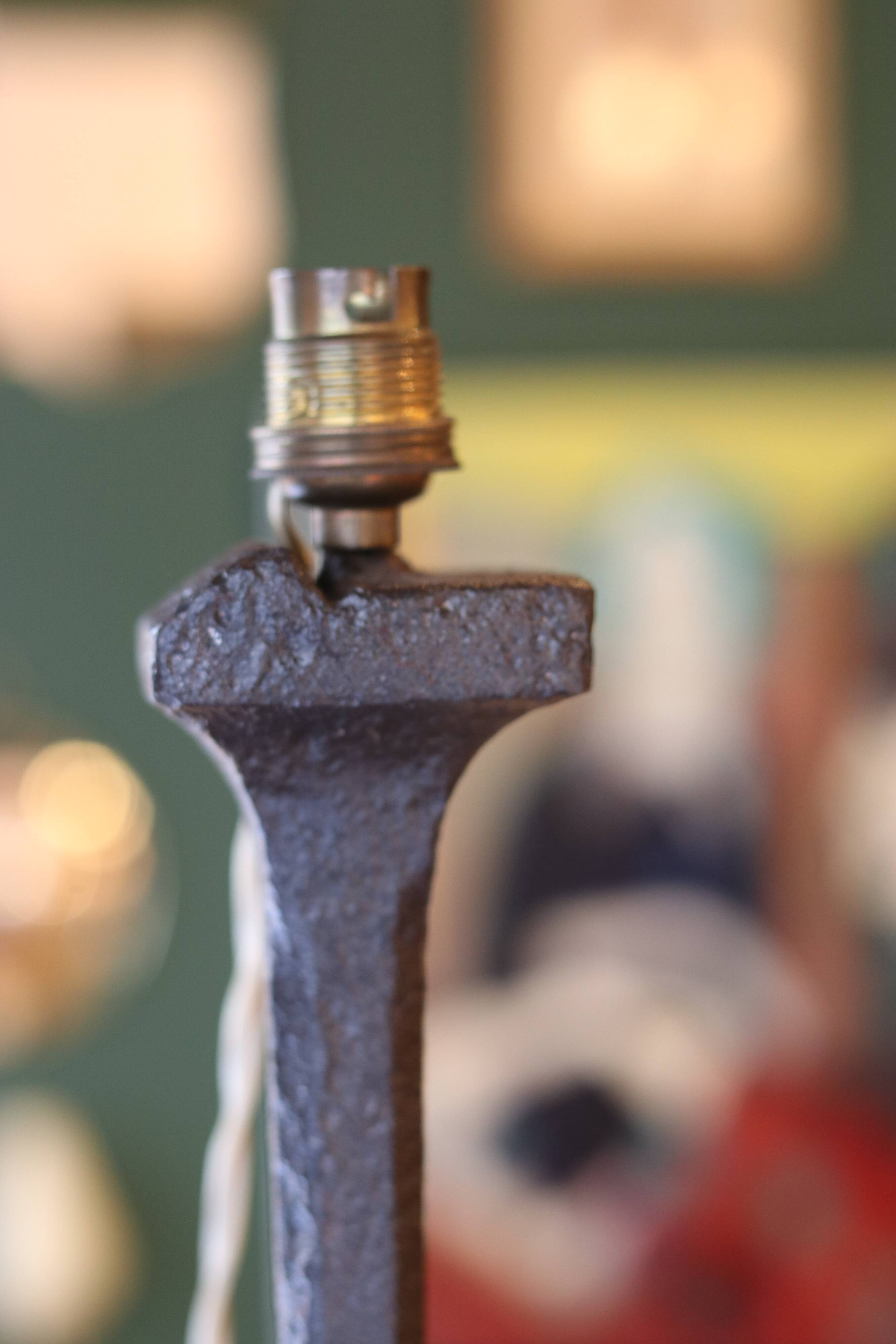 Brutalist style wrought iron lamp base, 1960