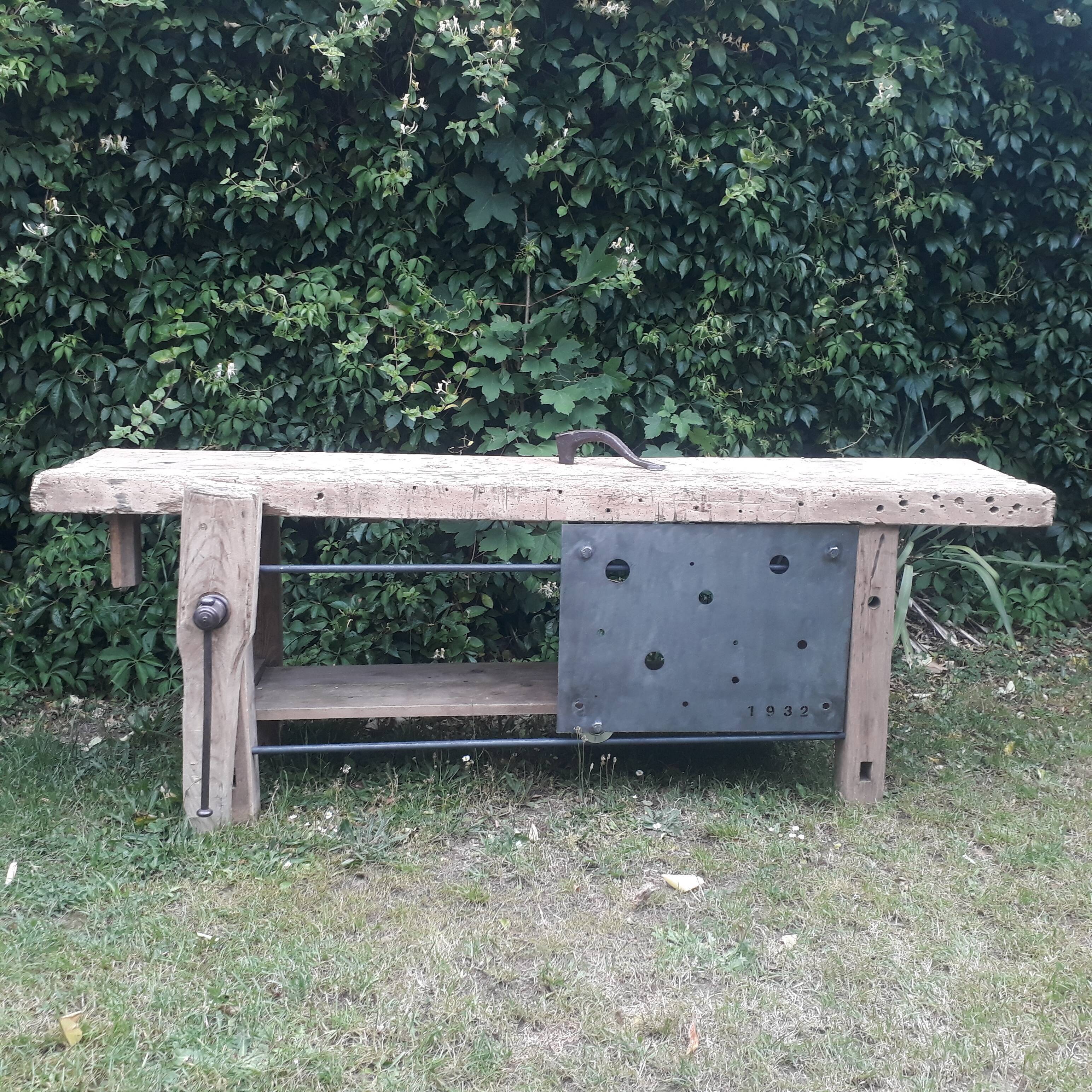 Renovated old industrial workbench