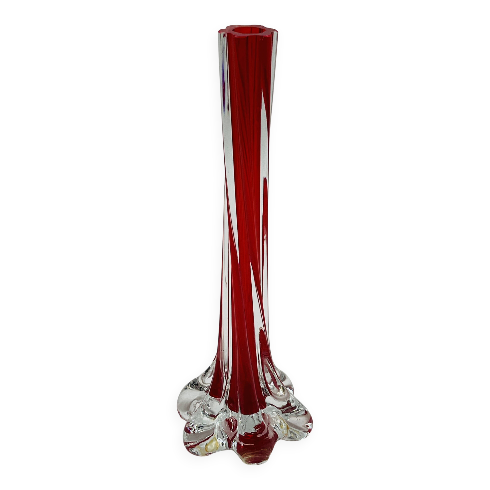 Red submerged Murano glass soliflore vase