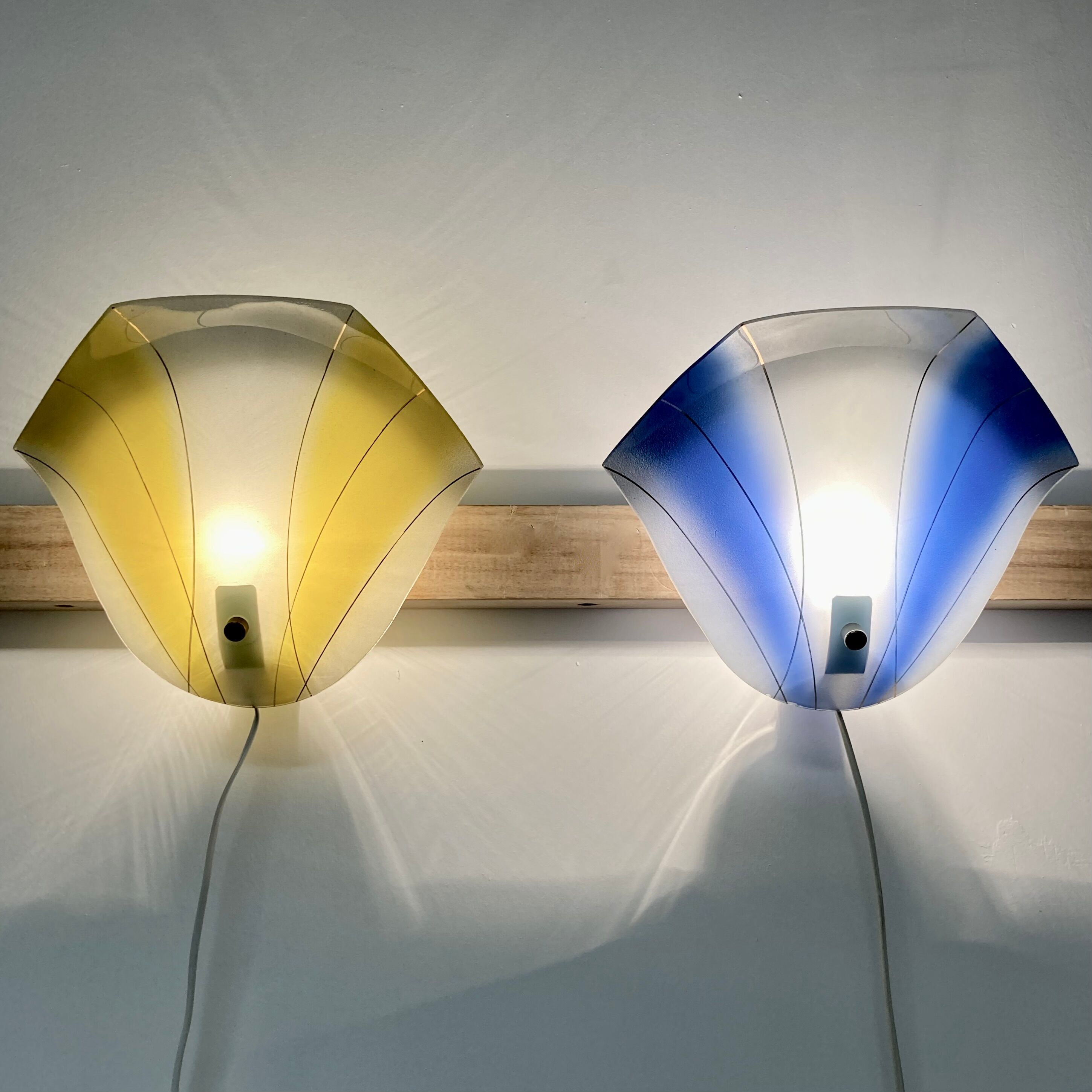 Pair of glass wall lamps Scandinavian design 1950.