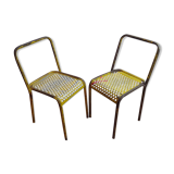 Yellow metal perforated metal chairs 1940/50