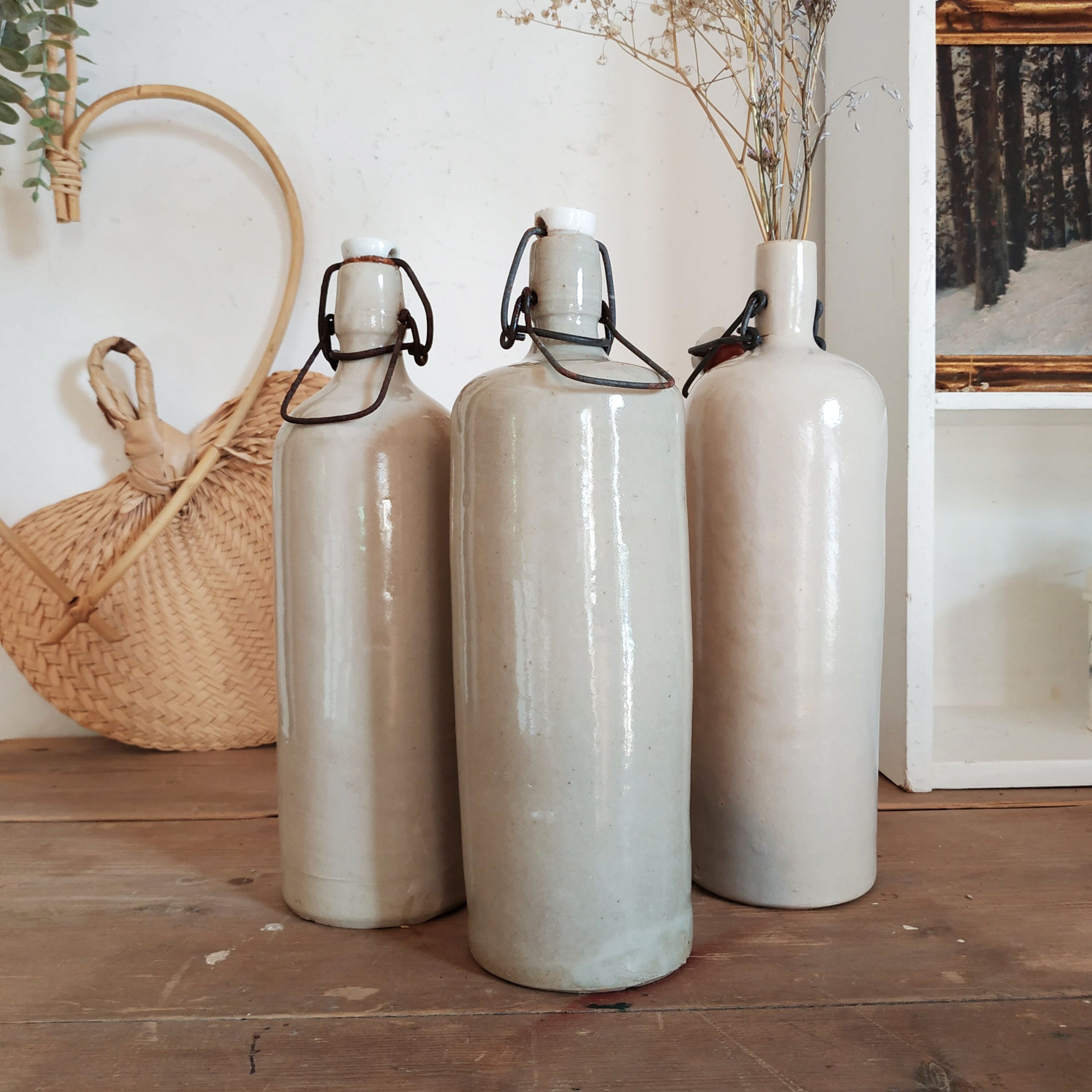Lot of three old sandstone bottles
