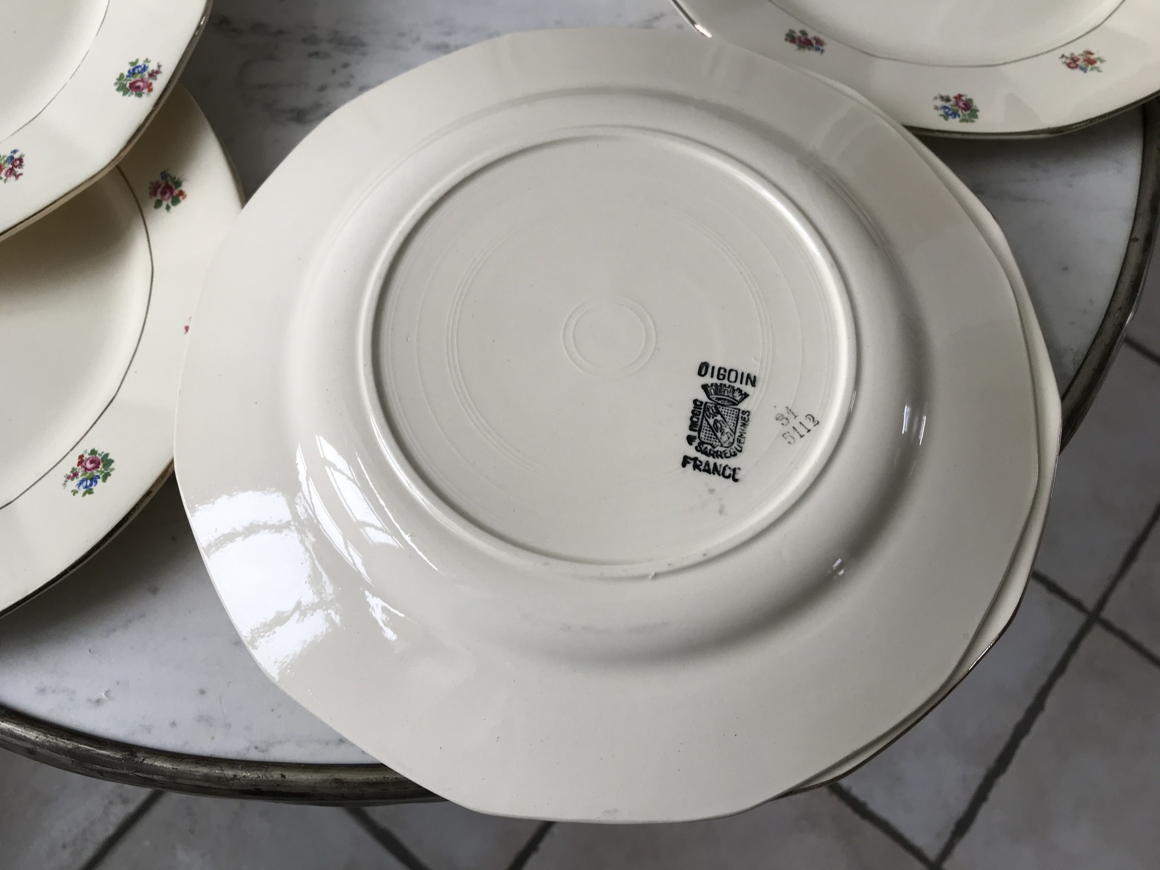 Set of 6 flat plates Digoin Sarreguemines years 40-50