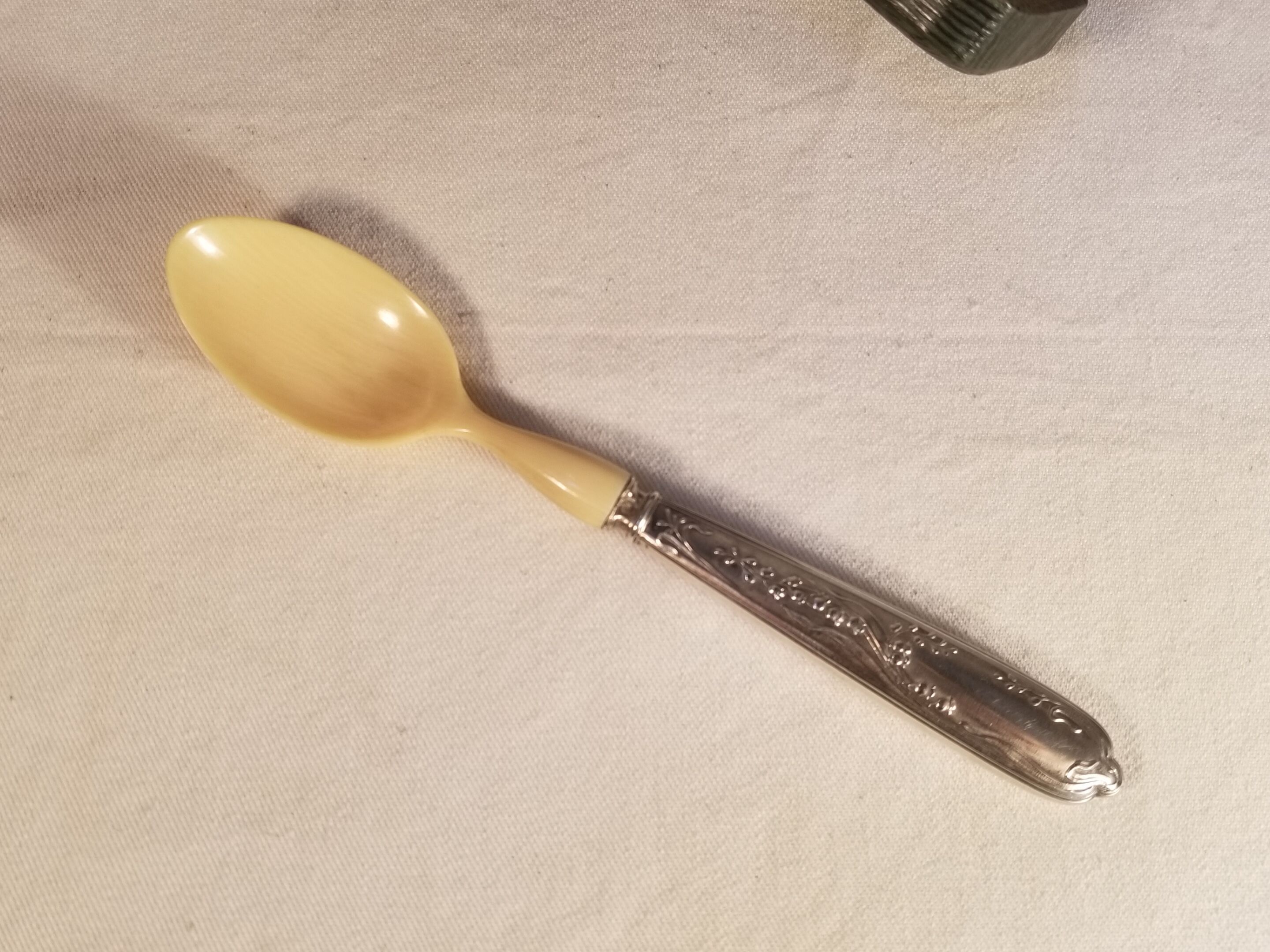 Old ivory silver porridge spoon
