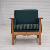 1970s, Danish armchair, furniture wool, solid oak wood.