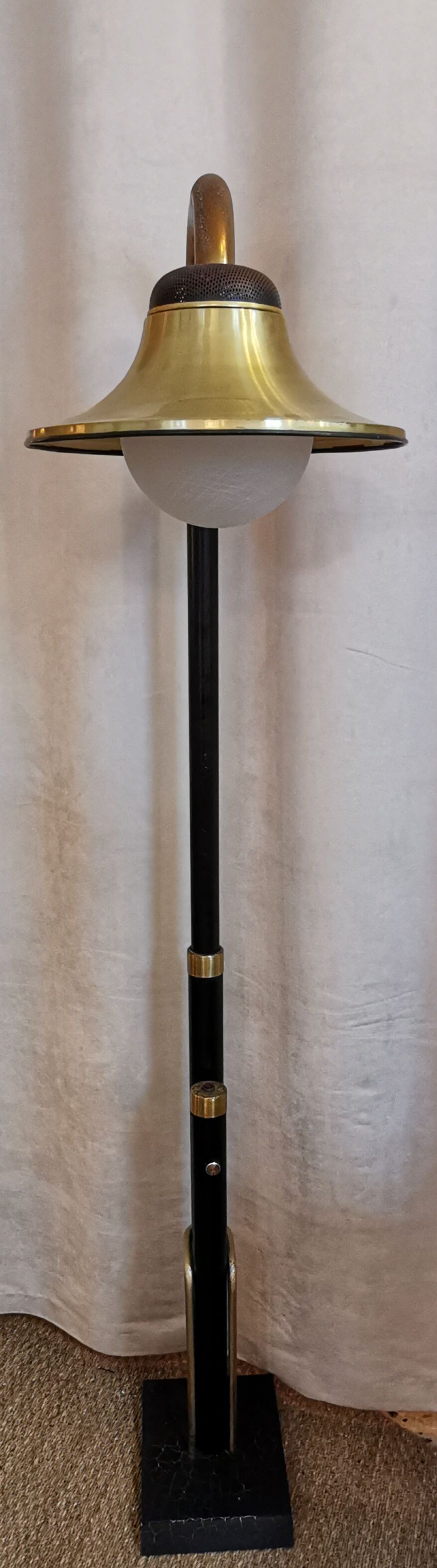Black metal bell lamppost and 60s brass