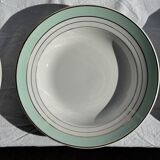 Set of 8 antique turquoise deep plates with a gold rim D22.5