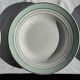 Set of 8 antique turquoise deep plates with a gold rim D22.5