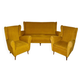 Midcentury Modern Living Room set in Velvet, Italy 1950
