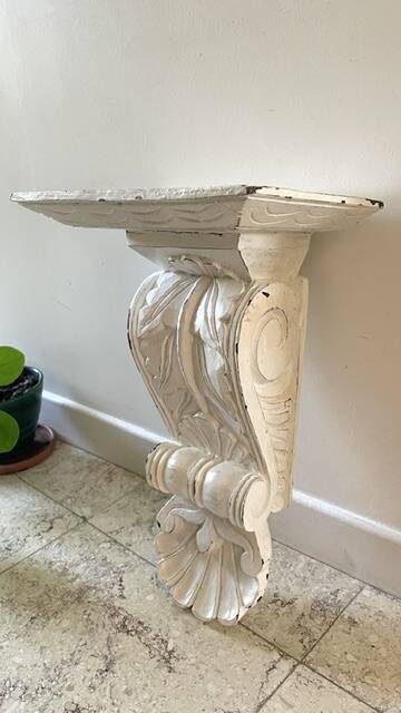White Patinated Wall Console Shelf