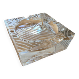 Square striped crystal ashtray / catchall J.G. Durand
