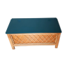 Wooden and rattan toy box, duck blue