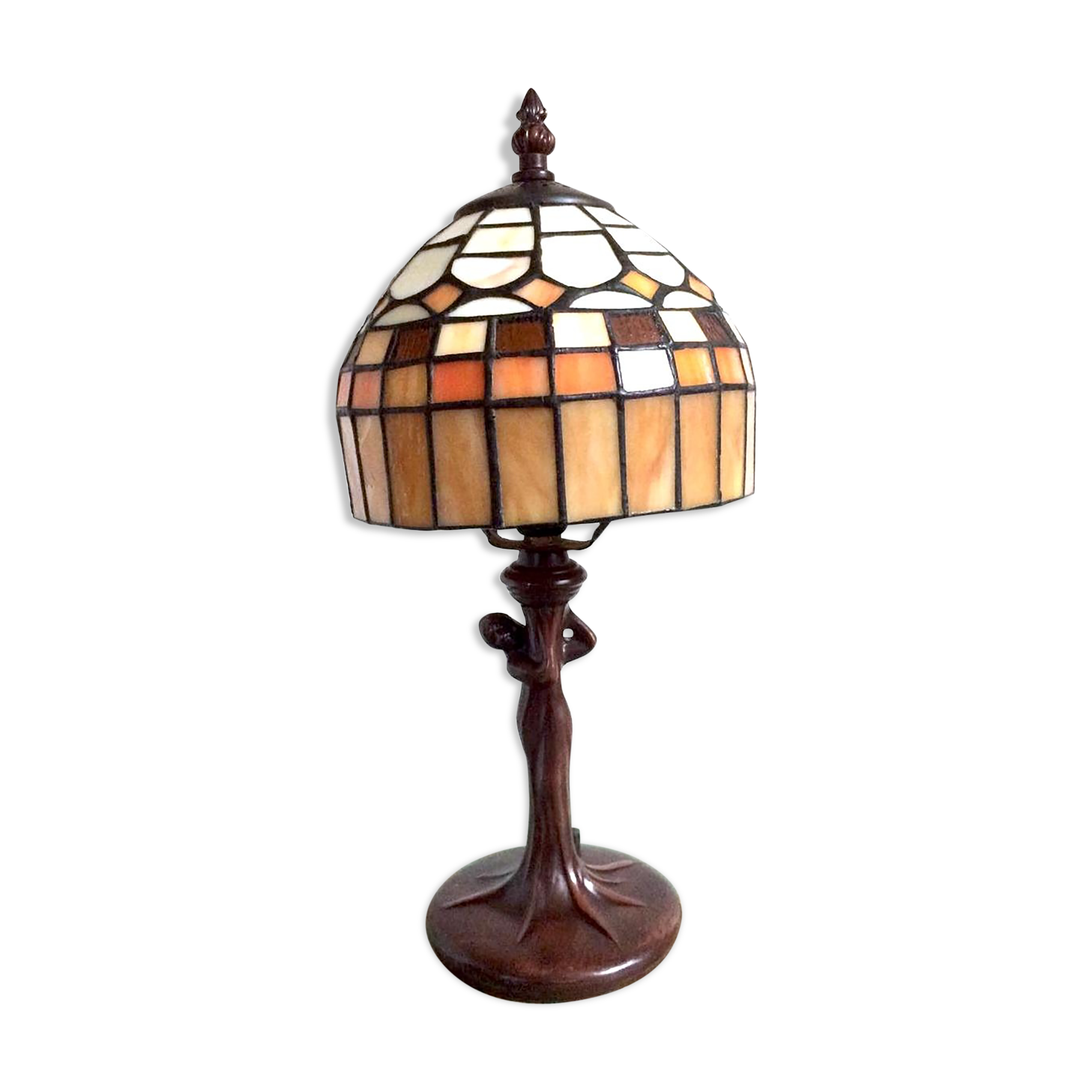 Lampe Tiffany pied en bronze femme