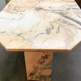Blush pink octagonal Italian marble dining table 1970s - Italian stone dining table