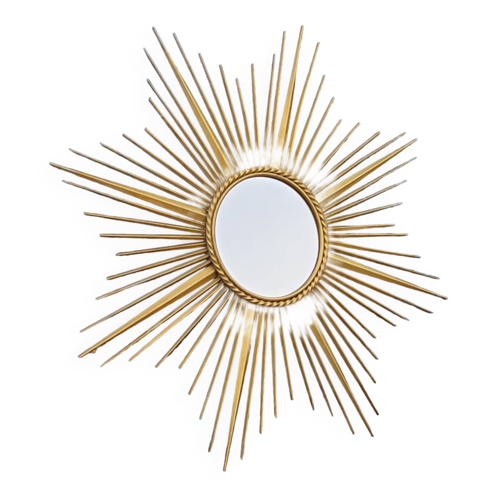 Miroir soleil Chaty Vallauris en métal doré
