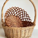 Set of 2 vintage rattan baskets