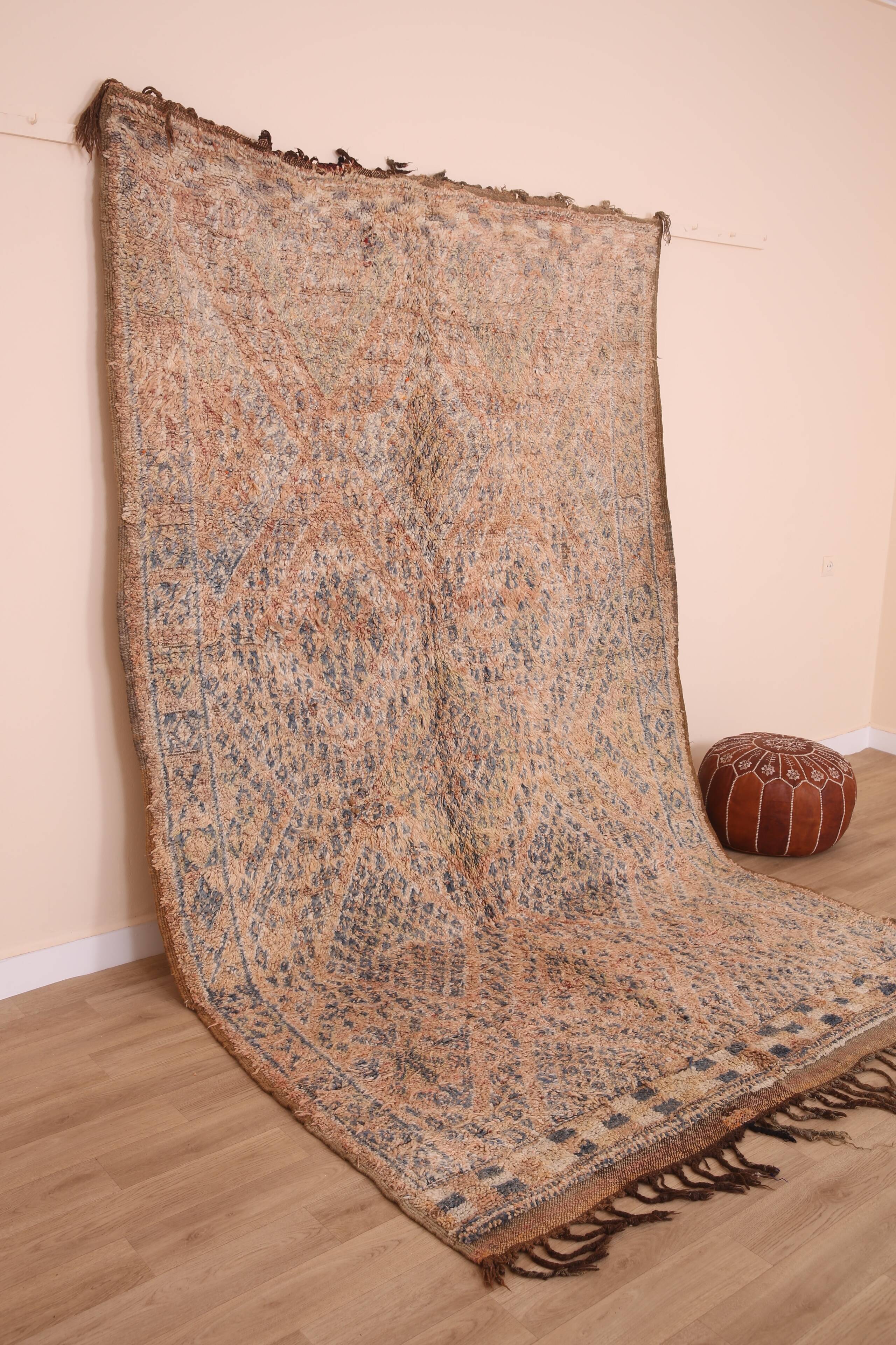 Peach Vintage Moroccan Wool Rug 188 x 317 cm , Berber Rug Handmade, Unique