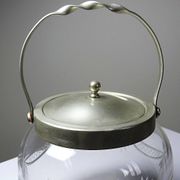 Pot/bowl with a bubble design, antique engraved crystal from Bohemia and silver-plated metal, 1920-1940.