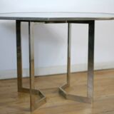 Chrome steel table and glass tray, France, circa 1970