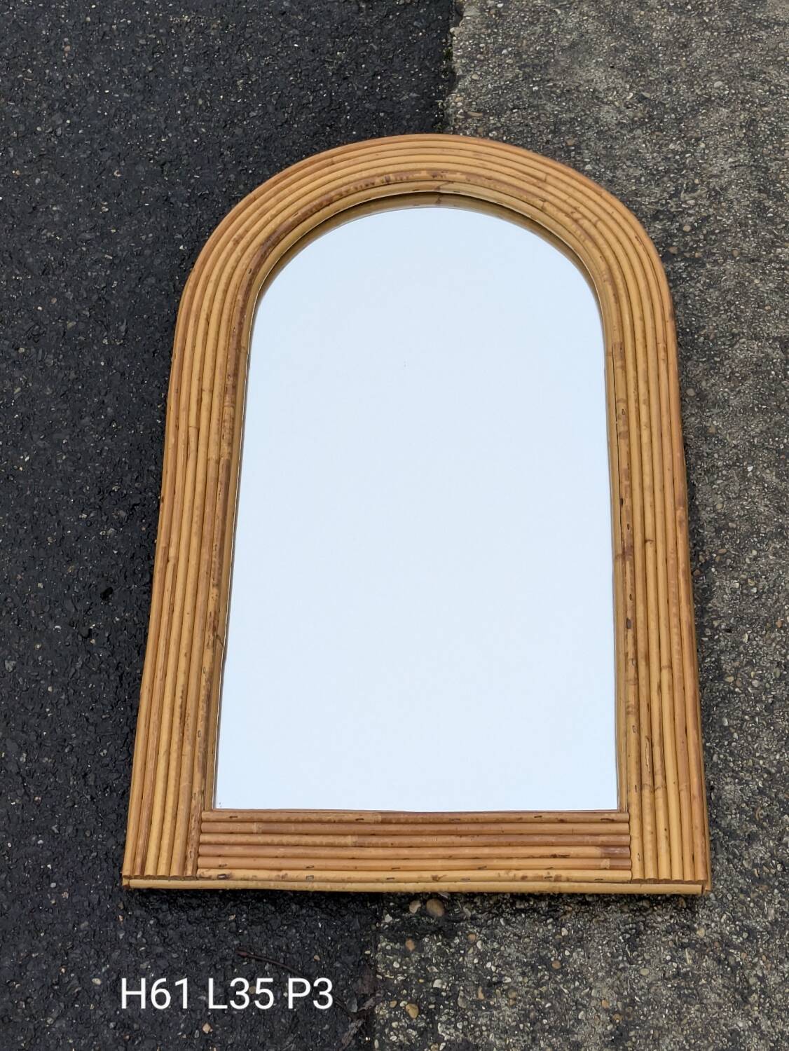 Vintage bamboo rattan mirror 1960 Italy