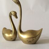 Set of 2 vintage brass swans