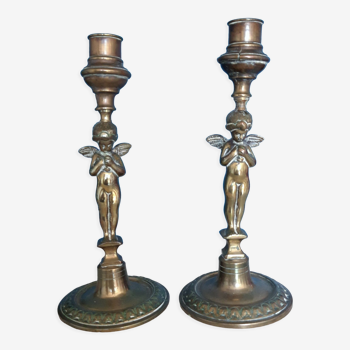 Pair of metal candlesticks