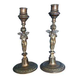 Pair of metal candlesticks