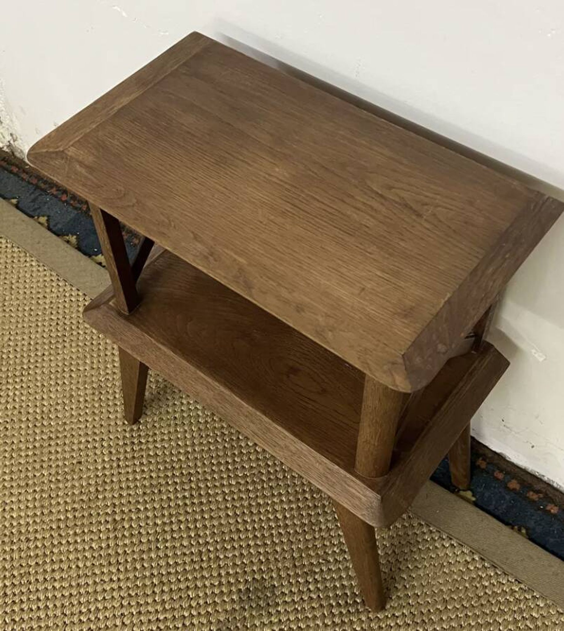 Table de chevet à croisillons, pieds compas vintage