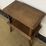 Bedside table with crossbars, vintage compass legs