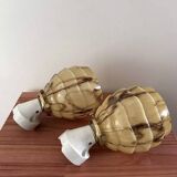 Pair of marbled opaline wall lights